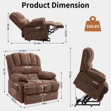 LUSPAZ Large Lift Recliner with Massage & Heat - Max 155° Reclining