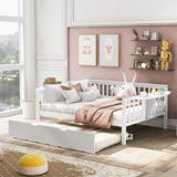 LUSPAZ Full Size Day Bed Platform with Trundle