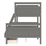 LUSPAZ Twin/Full Bunk Bed with Storage & Safety Guardrail