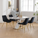 Modern Velvet Dining Chairs Set of 4 in Golden Metal Legs