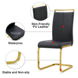 Elegant Black Dining Chairs with Golden Legs