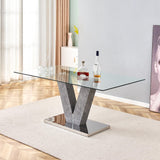 Modern Minimalist White Marble Dining Table with Silver Legs