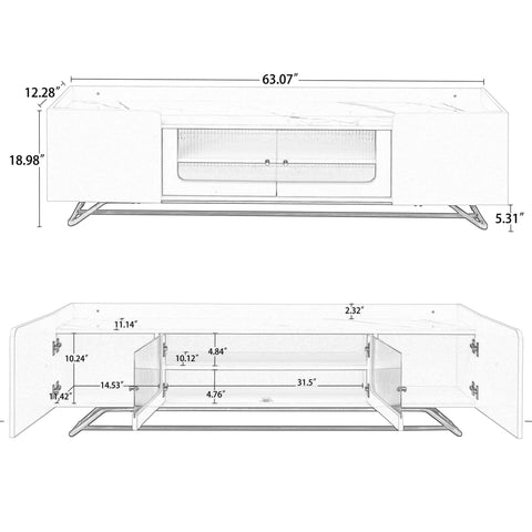 Contemporary TV Stand with Gold Frame Base