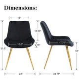 Modern Velvet Dining Chairs Set of 4 in Golden Metal Legs