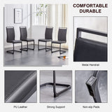 Modern PU Leather Dining Chairs Set with High Back & Metal Legs