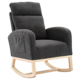 Modern Nursery Glider Rocking Chair with Side Pocket - Dark Green