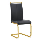 Elegant Black Dining Chairs with Golden Legs