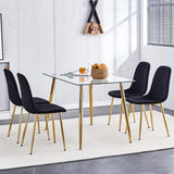 Modern Velvet Dining Chairs Set of 4 in Golden Metal Legs