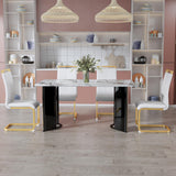 Modern Glass Dining Set with White Marble Top