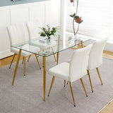 Luxurious Set of 4 Dining Chairs with Gold Metal Legs