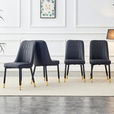 Modern Black Faux Leather Dining Chairs Set of 4