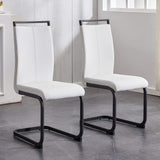 Modern PU Leather Dining Chairs Set with High Back & Metal Legs