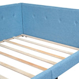 Blue Upholstered Tufted Platform Bed