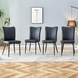 Modern White Dining Chairs Set, PU Leather Seat, Silver Metal Legs