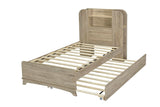 Twin Size Wooden Storage Bed with Light Strip Headboard & Drawers