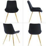 Modern Velvet Dining Chairs Set of 4 in Golden Metal Legs