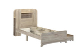 Twin Size Wooden Storage Bed with Light Strip Headboard & Drawers