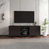 Black TV Stand with Storage, Entertainment Center & Doors