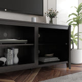 Black TV Stand with Storage, Entertainment Center & Doors