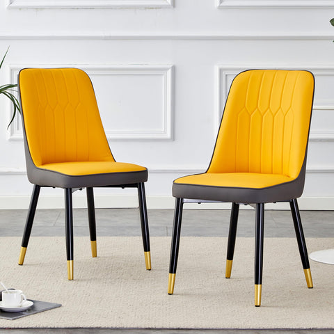 Modern PU Upholstered Dining Chairs with Metal Legs