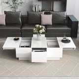 Modern White Coffee Table with Hidden Storage