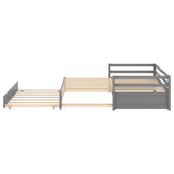 3-Person Pine Wood Trundle Day Bed with Headboard