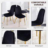 Modern Velvet Dining Chairs Set of 4 in Golden Metal Legs