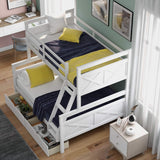 LUSPAZ Twin/Full Bunk Bed with Storage & Safety Guardrail