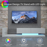 LED TV Stand with RGB Lights & Storage , Modern Entertainment Center - Black.