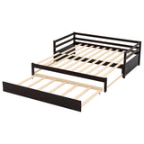 3-Person Pine Wood Trundle Day Bed with Headboard