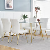 Luxurious Set of 4 Dining Chairs with Gold Metal Legs