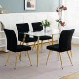 Luxurious Set of 4 Dining Chairs with Gold Metal Legs