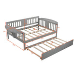 LUSPAZ Full Size Day Bed Platform with Trundle