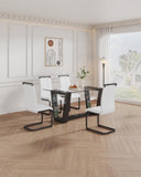 Modern 5 Piece Glass Dining Set with 4 White Chairs