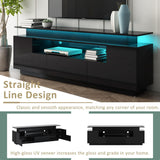 Modern TV Stand with Color Changing LED Lights - 75+ inch TV, Black