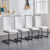 Modern PU Leather Dining Chairs Set with High Back & Metal Legs