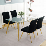 Luxurious Set of 4 Dining Chairs with Gold Metal Legs