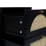Stylish Rattan Nightstand with 2 Drawers - Farmhouse Accent Storage Cabinet