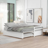 3-Person Pine Wood Trundle Day Bed with Headboard