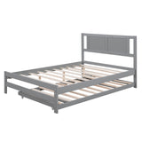 LUSPAZ Full Size Platform Bed with Trundle - White