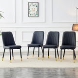 Modern Black Faux Leather Dining Chairs Set of 4