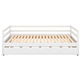 3-Person Pine Wood Trundle Day Bed with Headboard