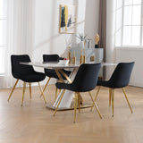 Modern Velvet Dining Chairs Set of 4 in Golden Metal Legs