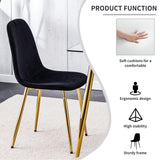 Modern Velvet Dining Chairs Set of 4 in Golden Metal Legs