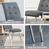 LUSPAZ Grey Tufted Faux Leather Dining Chairs Set - 2 Pack