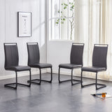 Modern PU Leather Dining Chairs Set with High Back & Metal Legs