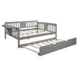 LUSPAZ Full Size Day Bed Platform with Trundle