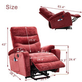 Electric Power Lift Recliner Chair with Massage & Heat - Red