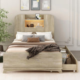 Twin Size Wooden Storage Bed with Light Strip Headboard & Drawers