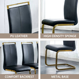 Elegant Black Dining Chairs with Golden Legs